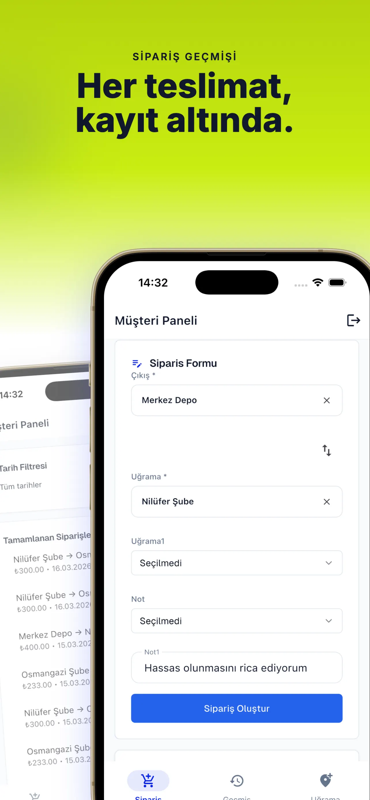 Bursa Moto Kurye geçmiş teslimat arşivi